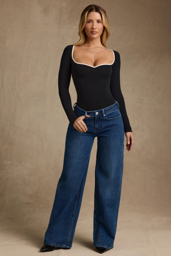 Modal Contrast-Trim Bodysuit in Black - Image 6