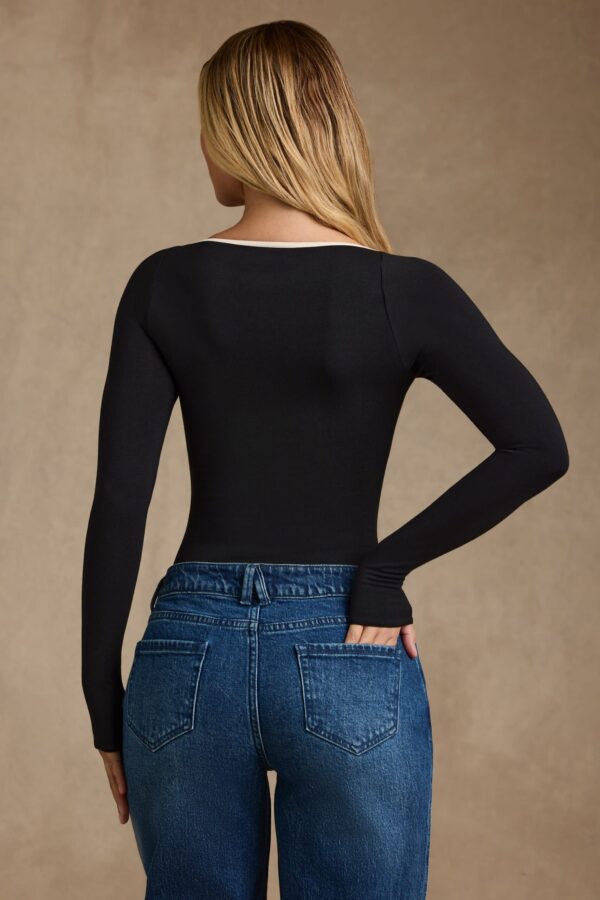 Modal Contrast-Trim Bodysuit in Black - Image 8