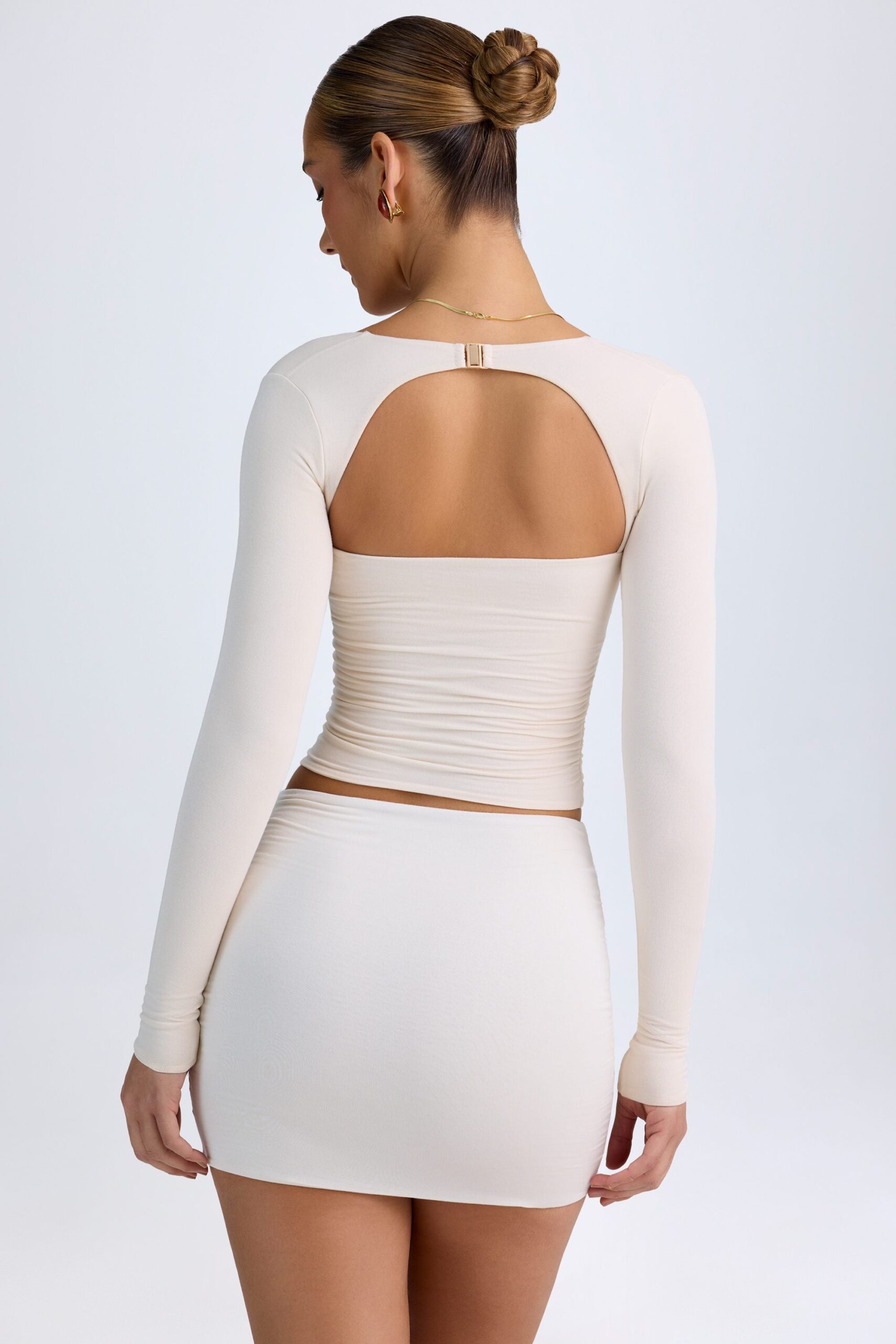 Modal Halterneck Ruched Top in Ivory - Image 9