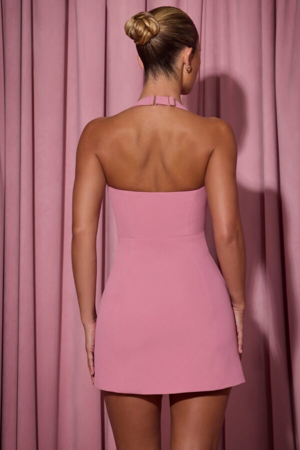 Heart-Detail Halterneck A-Line Mini Dress in Dusty Pink - Image 2