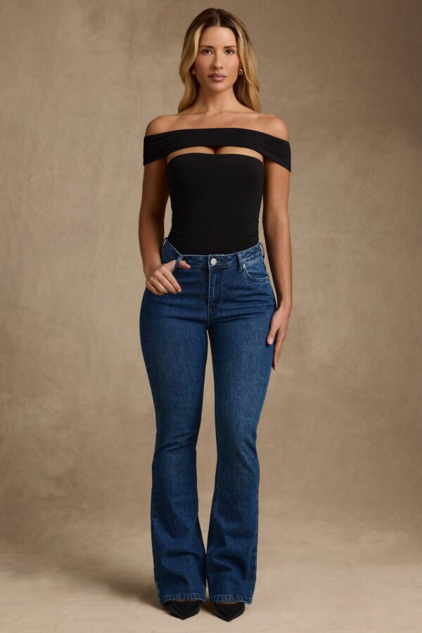 Modal Cut-Out Off-Shoulder Bodysuit in Black - Image 2