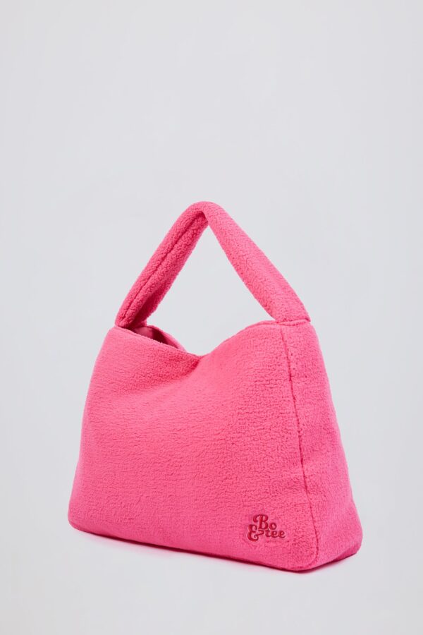 Oversized Fleece Tote Bag in Hot Pink - Image 7