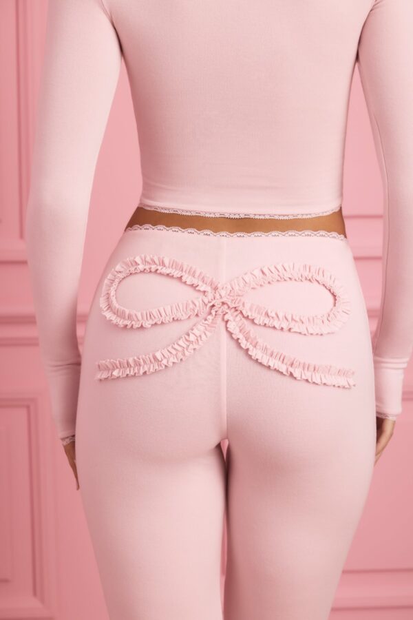 Lace-Trim Appliqué Pyjama Trousers in Baby Pink - Image 4