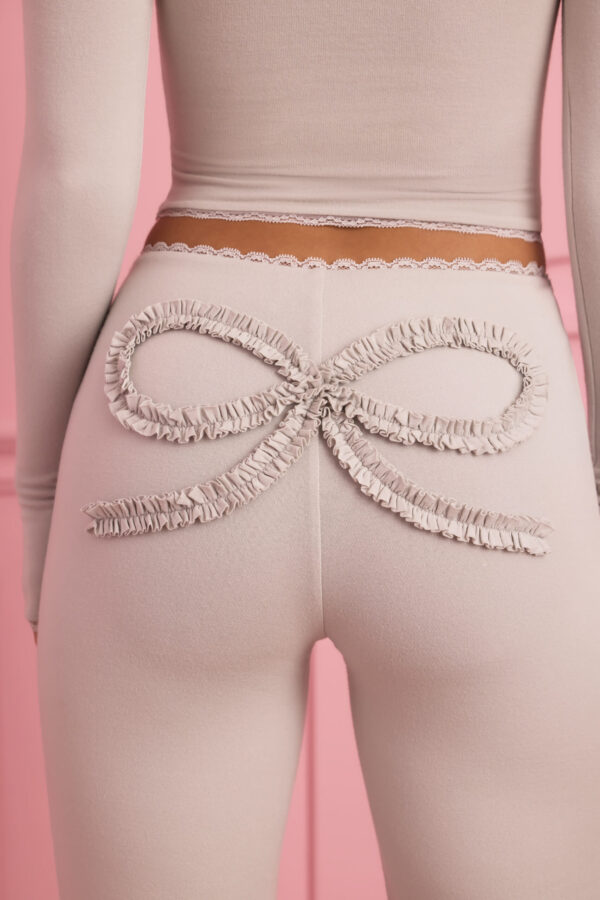 Lace-Trim Appliqué Pyjama Trousers in Cloud Grey - Image 4