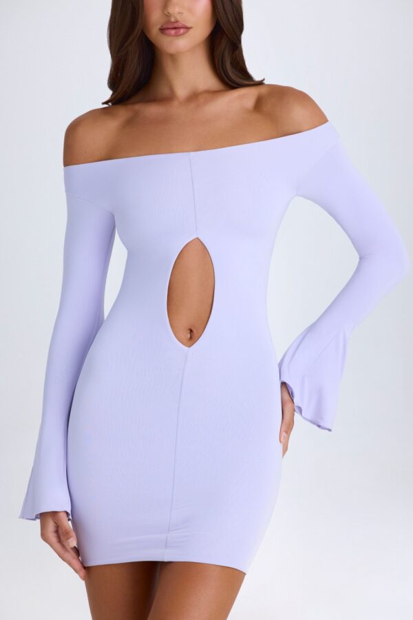 Off-Shoulder Cut-Out Mini Dress in Soft Lilac - Image 6