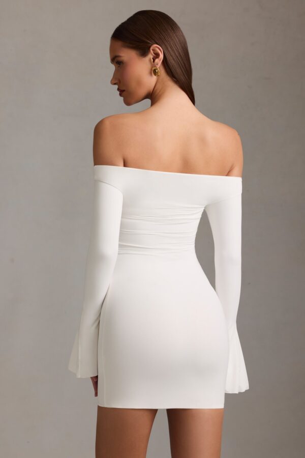Off-Shoulder Cut-Out Mini Dress in White - Image 3