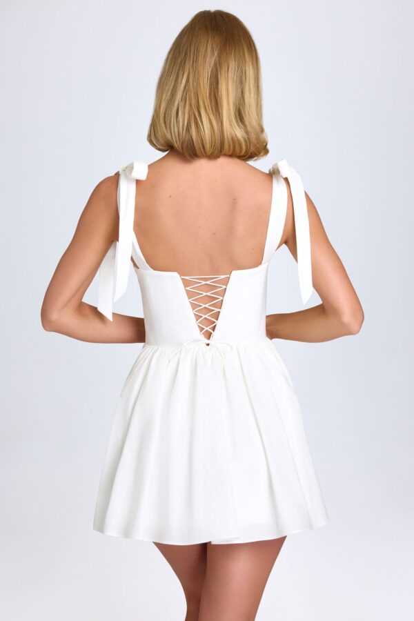 Ruched Corset Mini Dress in White - Image 3