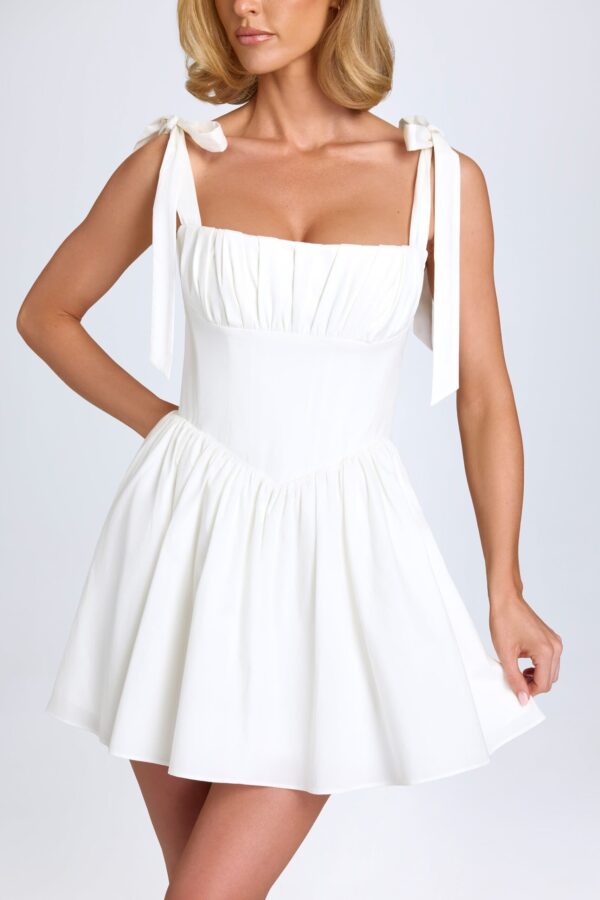 Ruched Corset Mini Dress in White - Image 5