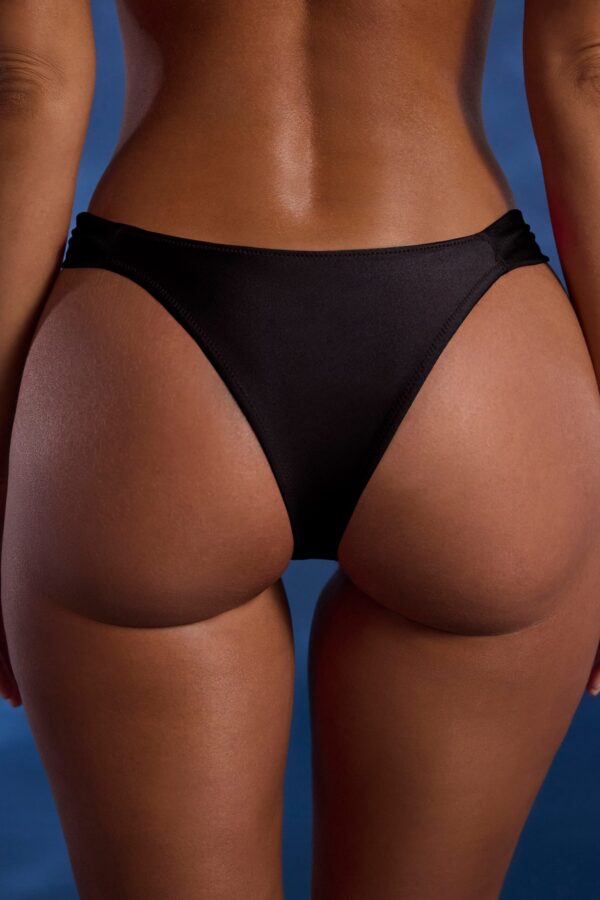 Bead-Embellished Wide-Strap Cheeky Bikini Bottoms in Black - Image 5