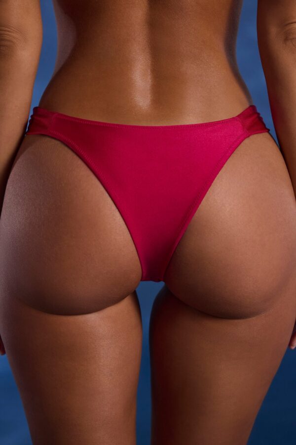Bead-Embellished Wide-Strap Cheeky Bikini Bottoms in Raspberry Pink - Image 6