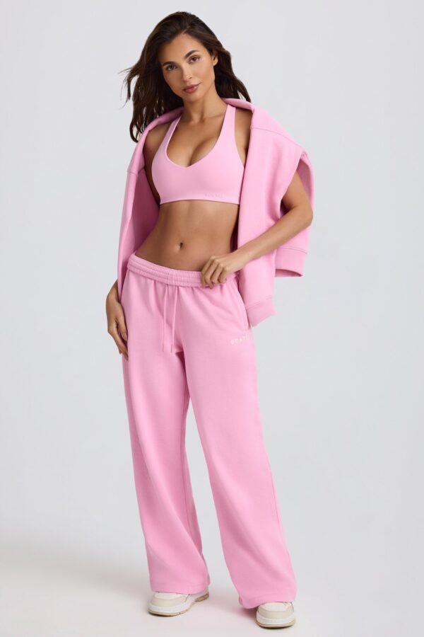 Mid-Rise Wide-Leg Joggers in Baby Pink - Image 12