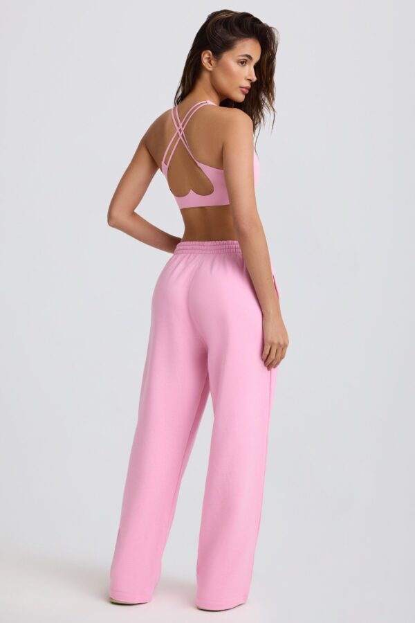Mid-Rise Wide-Leg Joggers in Baby Pink - Image 3