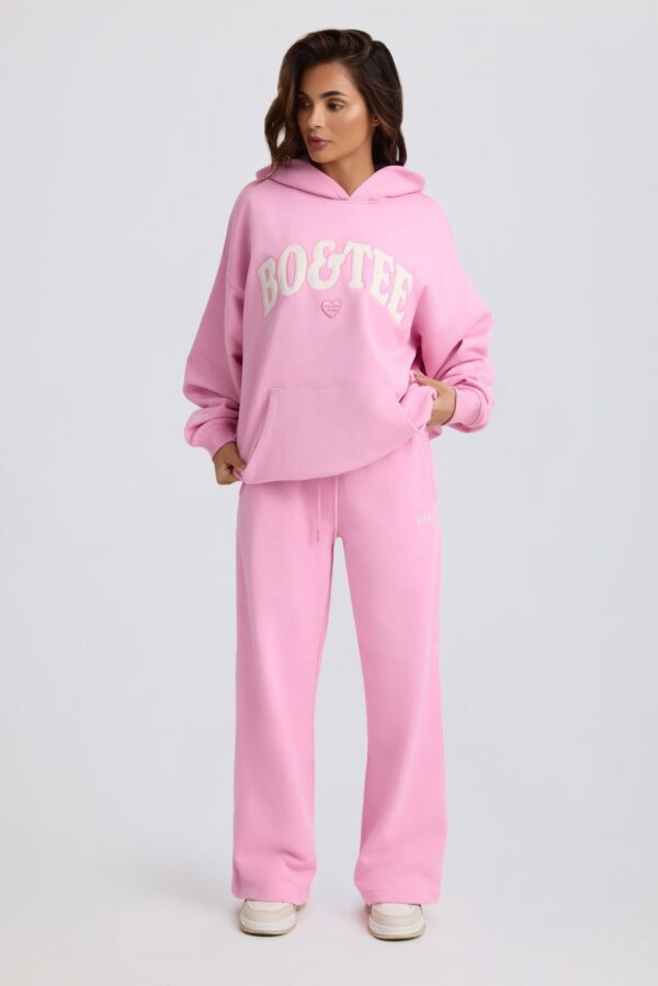 Mid-Rise Wide-Leg Joggers in Baby Pink - Image 7