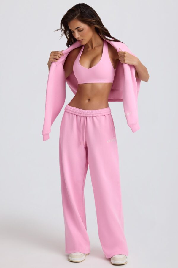 Mid-Rise Wide-Leg Joggers in Baby Pink - Image 8