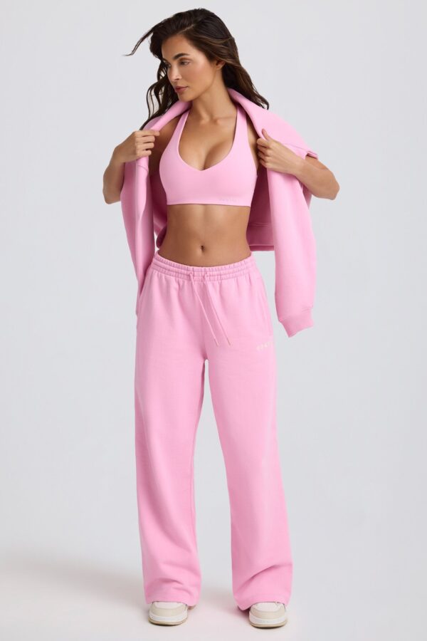Mid-Rise Wide-Leg Joggers in Baby Pink - Image 9