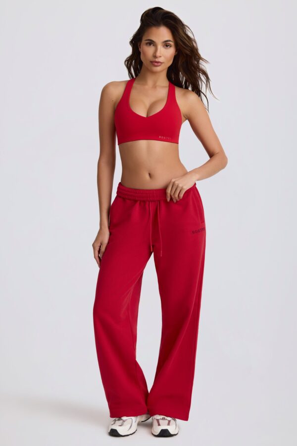 Mid-Rise Wide-Leg Joggers in Hot Red - Image 10
