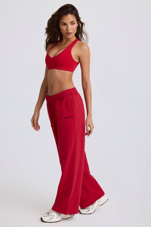 Mid-Rise Wide-Leg Joggers in Hot Red - Image 3
