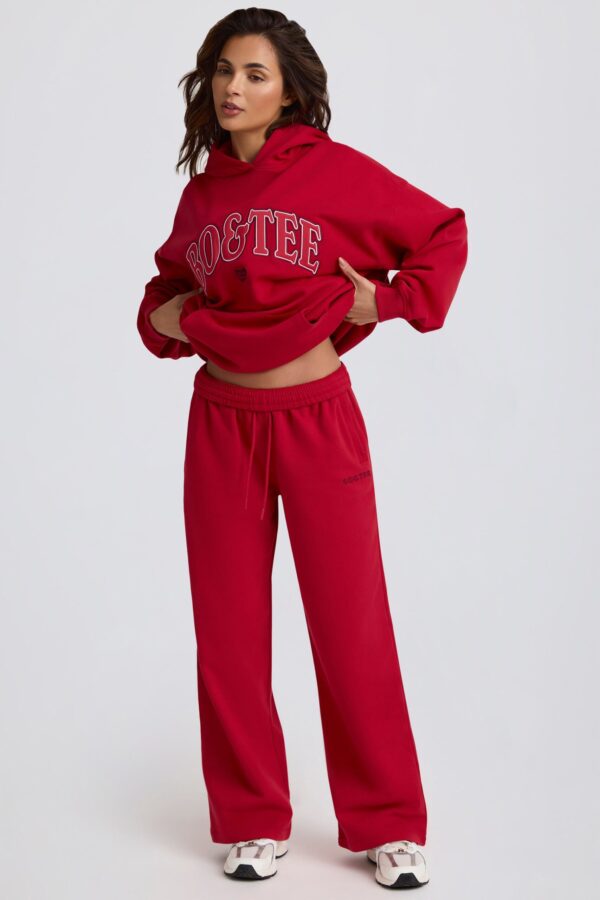 Mid-Rise Wide-Leg Joggers in Hot Red - Image 6
