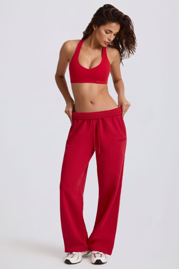 Mid-Rise Wide-Leg Joggers in Hot Red - Image 7