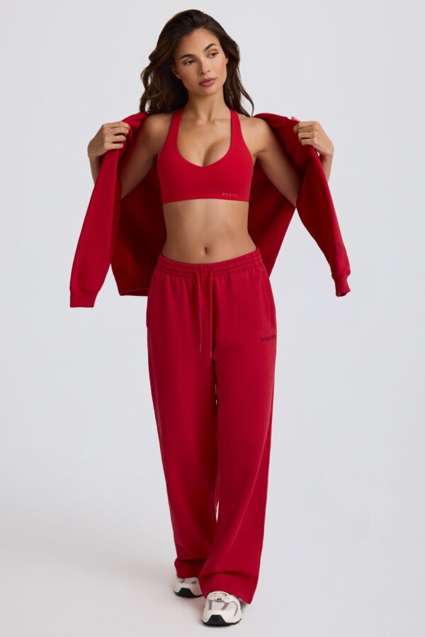 Mid-Rise Wide-Leg Joggers in Hot Red - Image 8