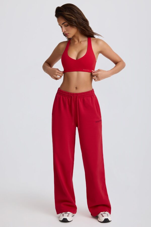 Mid-Rise Wide-Leg Joggers in Hot Red - Image 9
