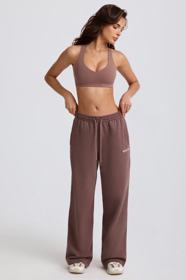 Mid-Rise Wide-Leg Joggers in Mocha - Image 10
