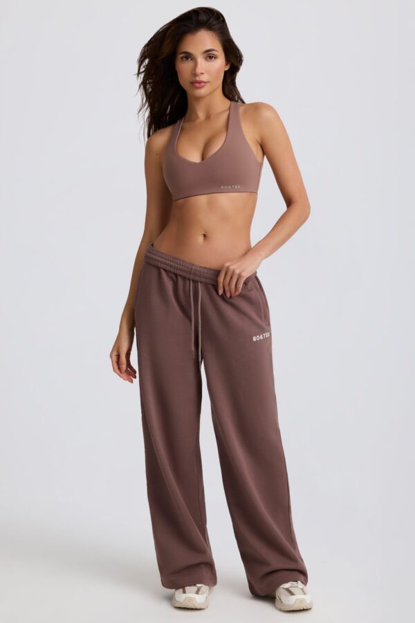Mid-Rise Wide-Leg Joggers in Mocha - Image 11