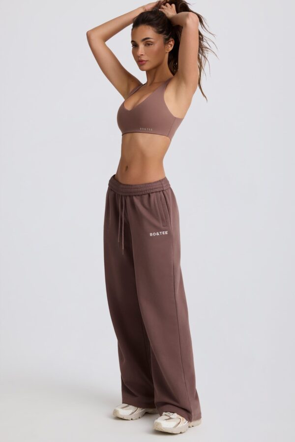Mid-Rise Wide-Leg Joggers in Mocha - Image 4