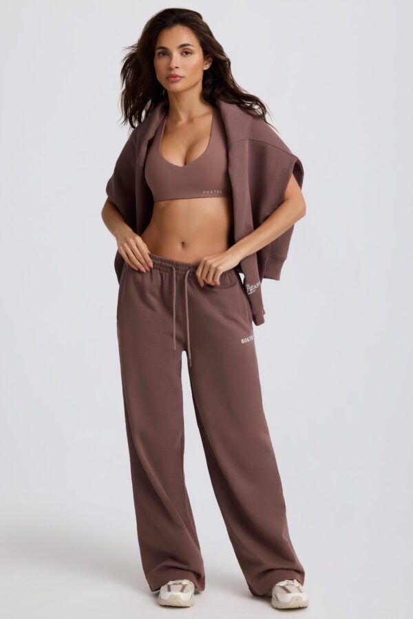 Mid-Rise Wide-Leg Joggers in Mocha - Image 8