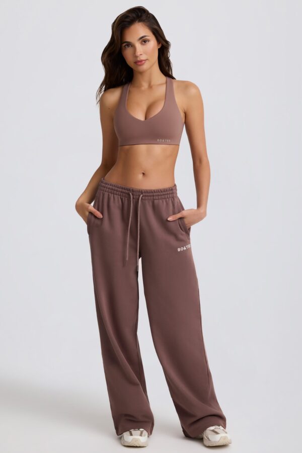 Mid-Rise Wide-Leg Joggers in Mocha - Image 9