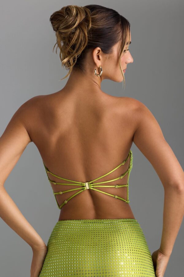 Embellished Strap-Detail Top in Pear Green - Image 2