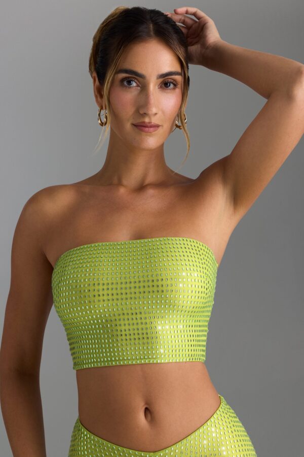 Embellished Strap-Detail Top in Pear Green - Image 6