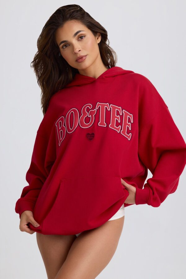 Oversized Hoodie in Hot Red - Image 11