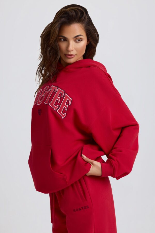 Oversized Hoodie in Hot Red - Image 3