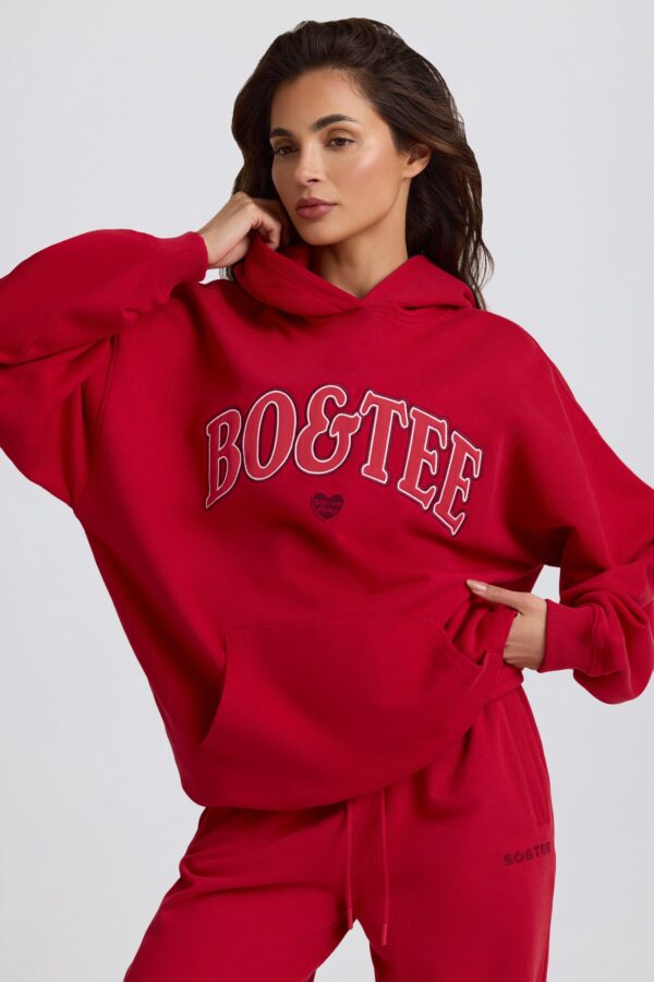 Oversized Hoodie in Hot Red - Image 7