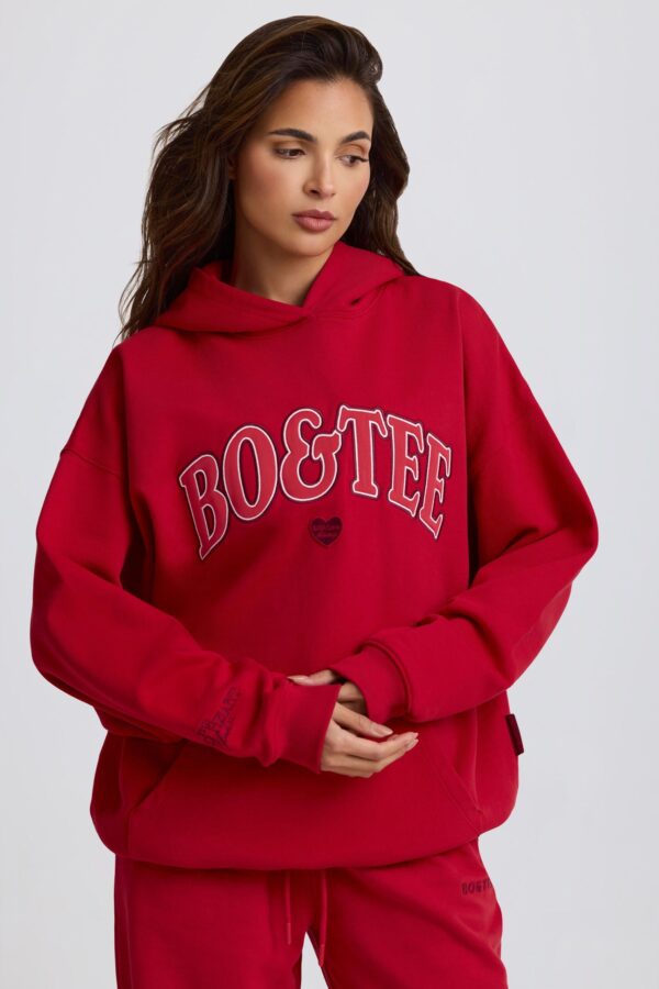Oversized Hoodie in Hot Red - Image 9