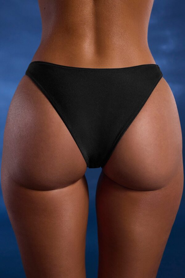 Bead-Embellished High-Leg Cheeky Bikini Bottoms in Black - Image 5