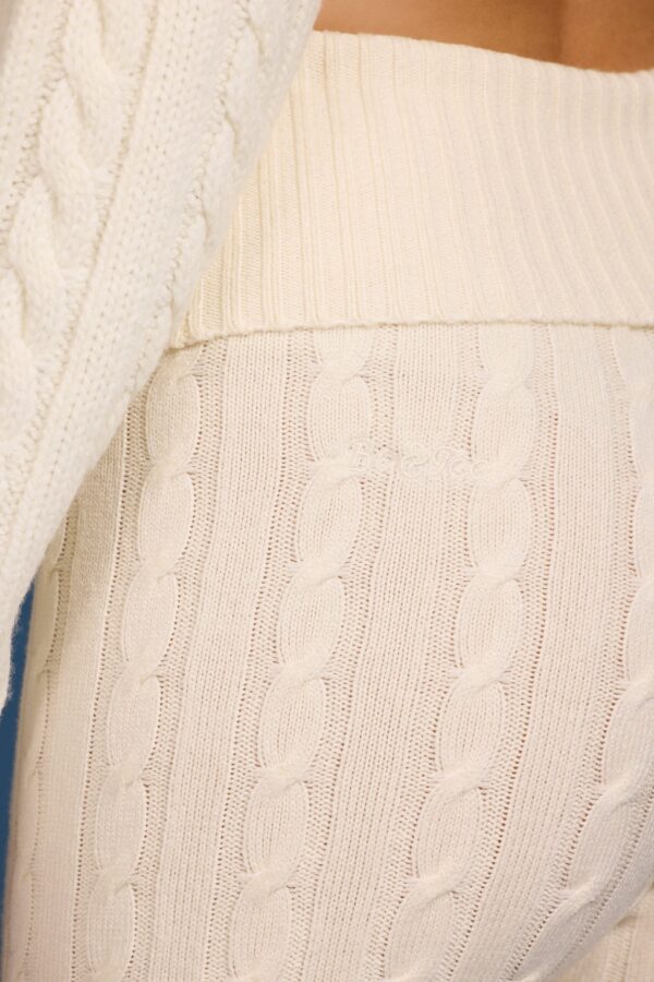 Petite Cable-Knit Flared Trousers in Cream - Image 4