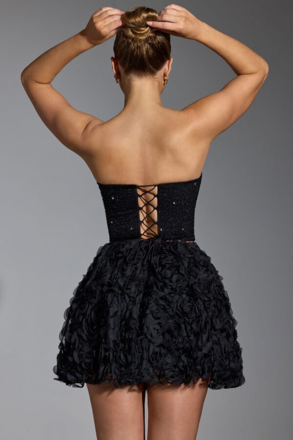 Floral-Appliqué Mini Skirt in Black - Image 19