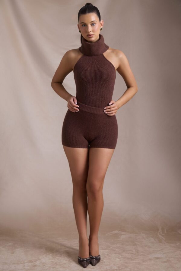 Ribbed-Knit Shorts in Espresso - Image 5