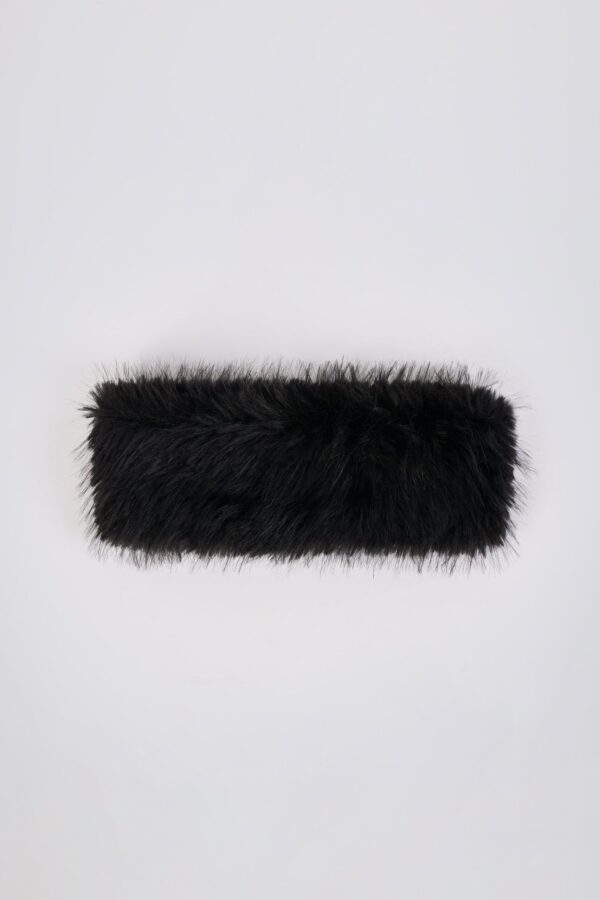 Faux-Fur Headband in Black - Image 3