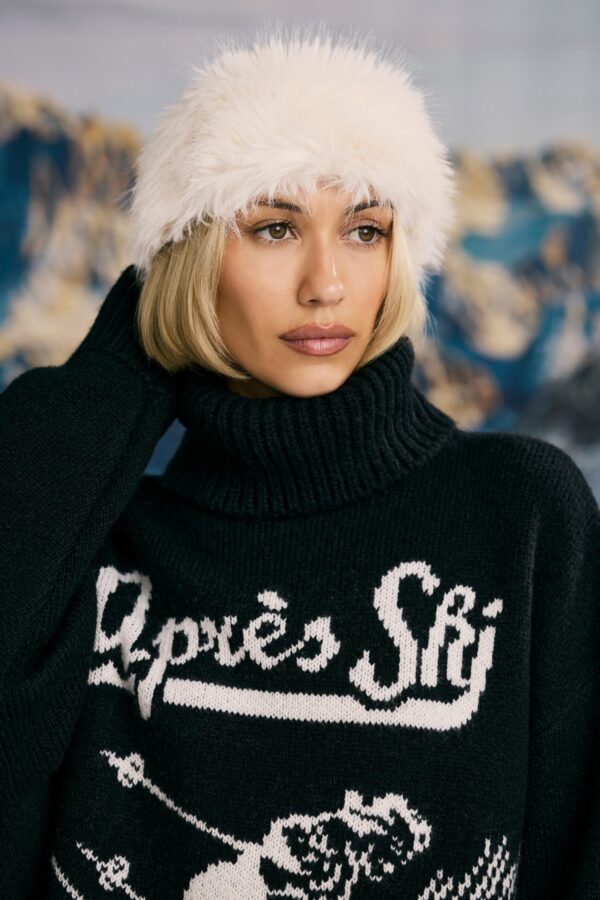 Faux-Fur Headband in Ice White - Image 2