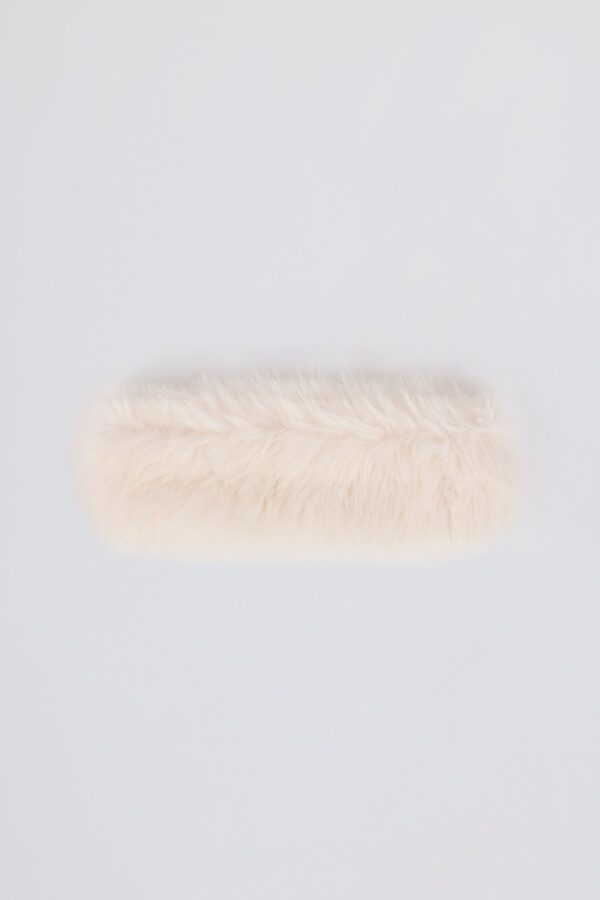 Faux-Fur Headband in Ice White - Image 3