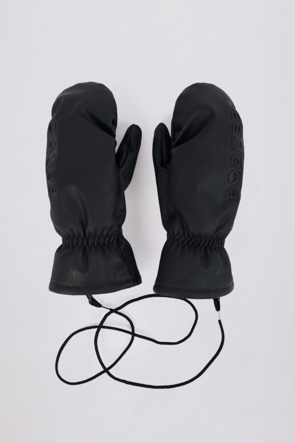 Faux-Leather Gloves in Black - Image 3