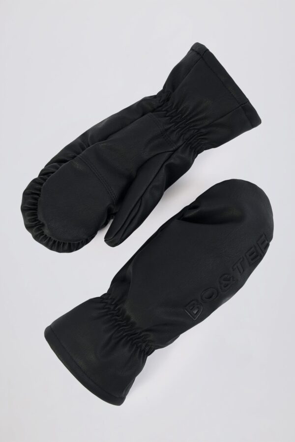 Faux-Leather Gloves in Black - Image 4