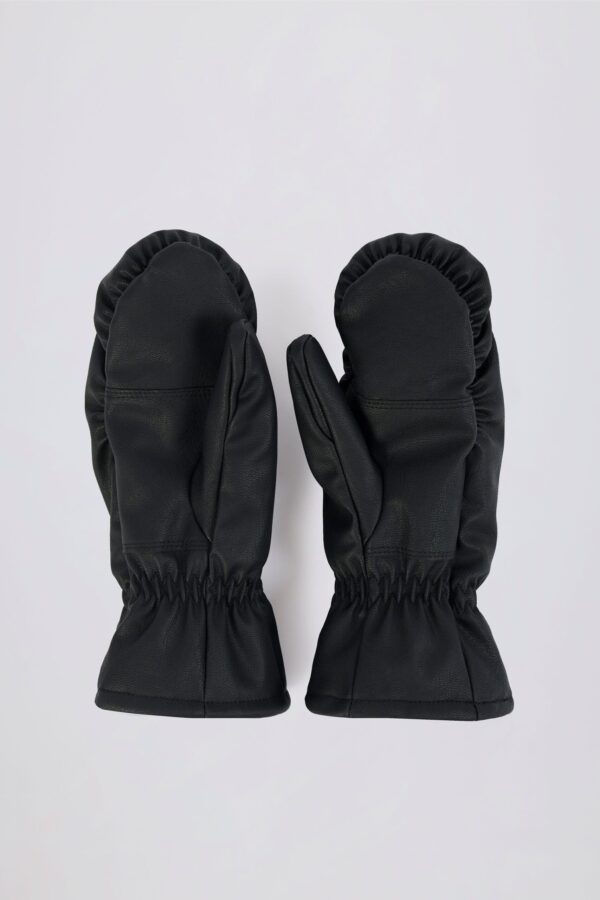 Faux-Leather Gloves in Black - Image 5