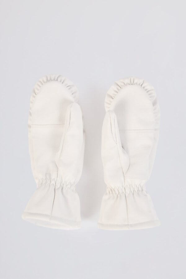 Faux-Leather Gloves in Ice White - Image 5