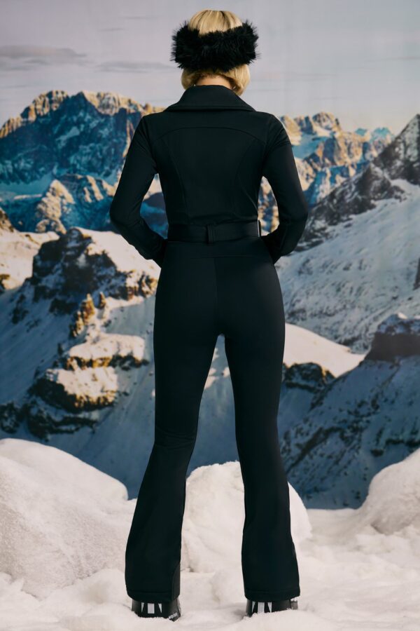 Fleece-Lined Belted Ski Suit in Black - Image 2