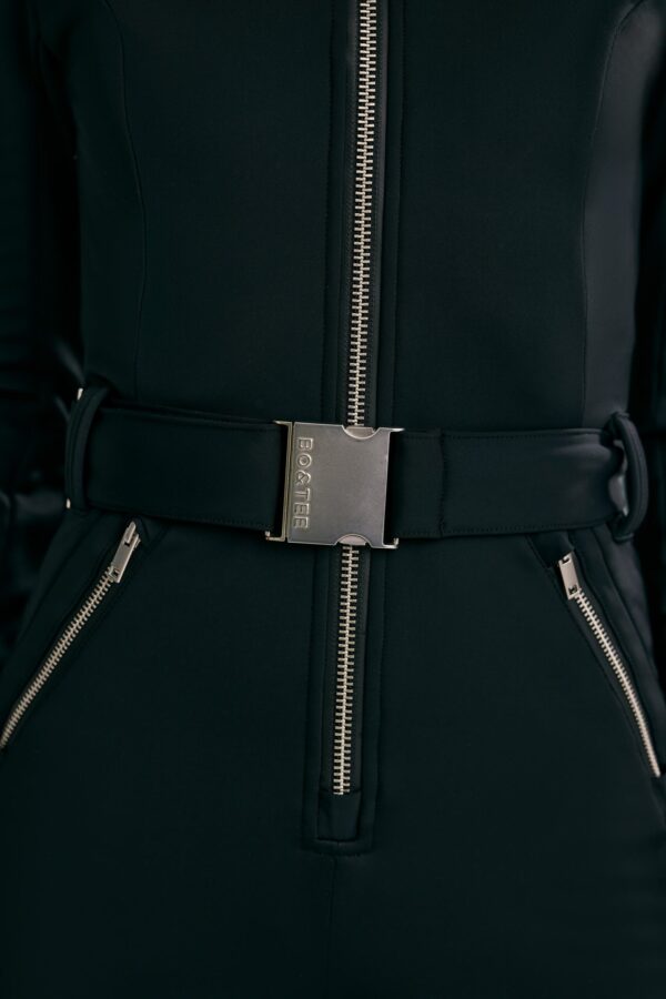 Fleece-Lined Belted Ski Suit in Black - Image 4