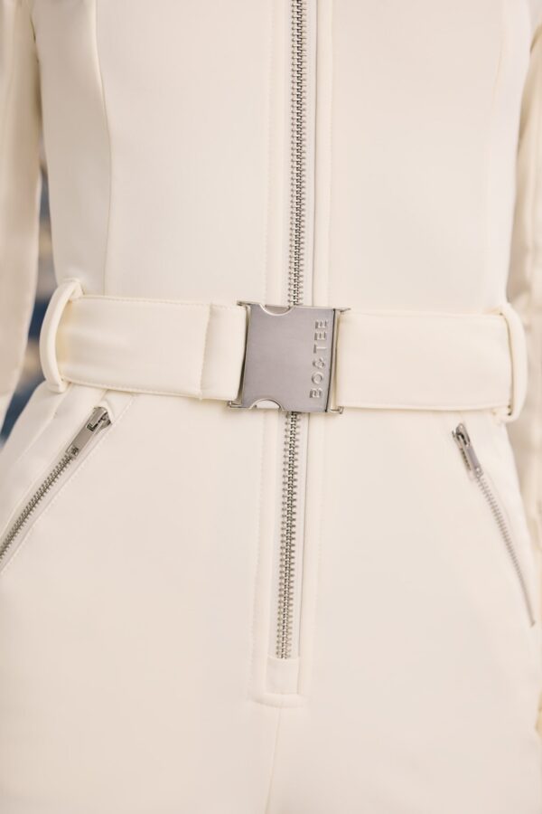 Fleece-Lined Belted Ski Suit in Ice White - Image 4
